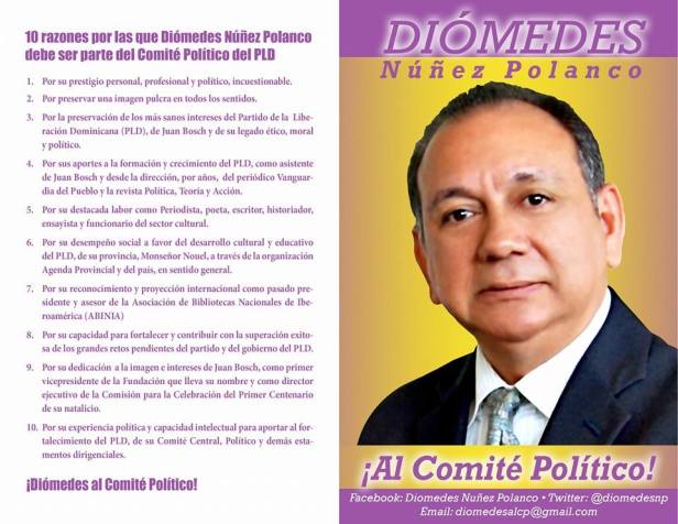 DIOMEDES NUÑEZ POLANCO UNA LEYENDA EN EL PLD: AL COMITÉ POLITICO